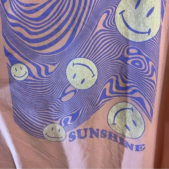 No Boundaries Smiley Face Oversized Tee Womens 3XL Orange Purple Yellow Hippie - Picture 3 of 6
